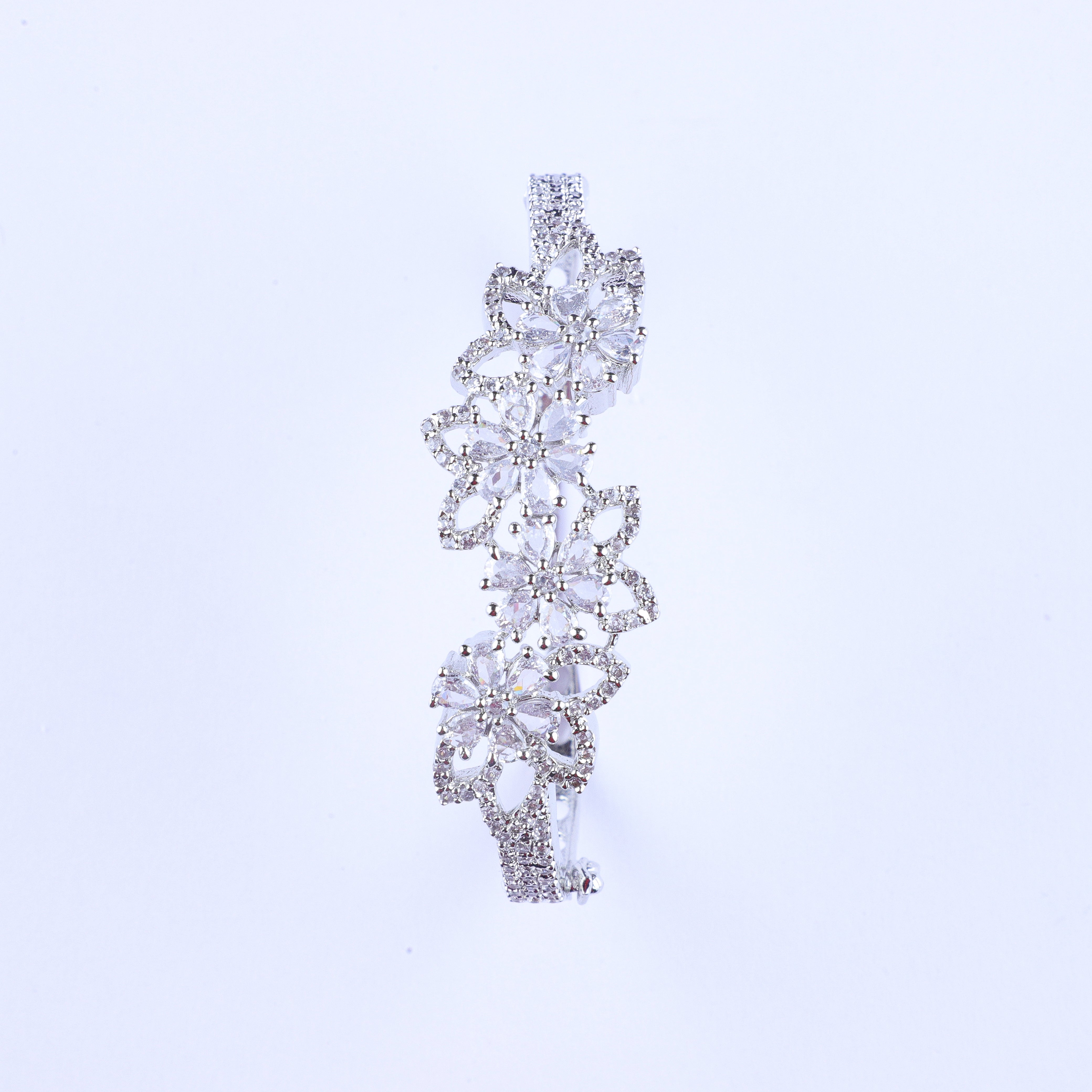 Floral Allure Silver Zirconia Bracelet