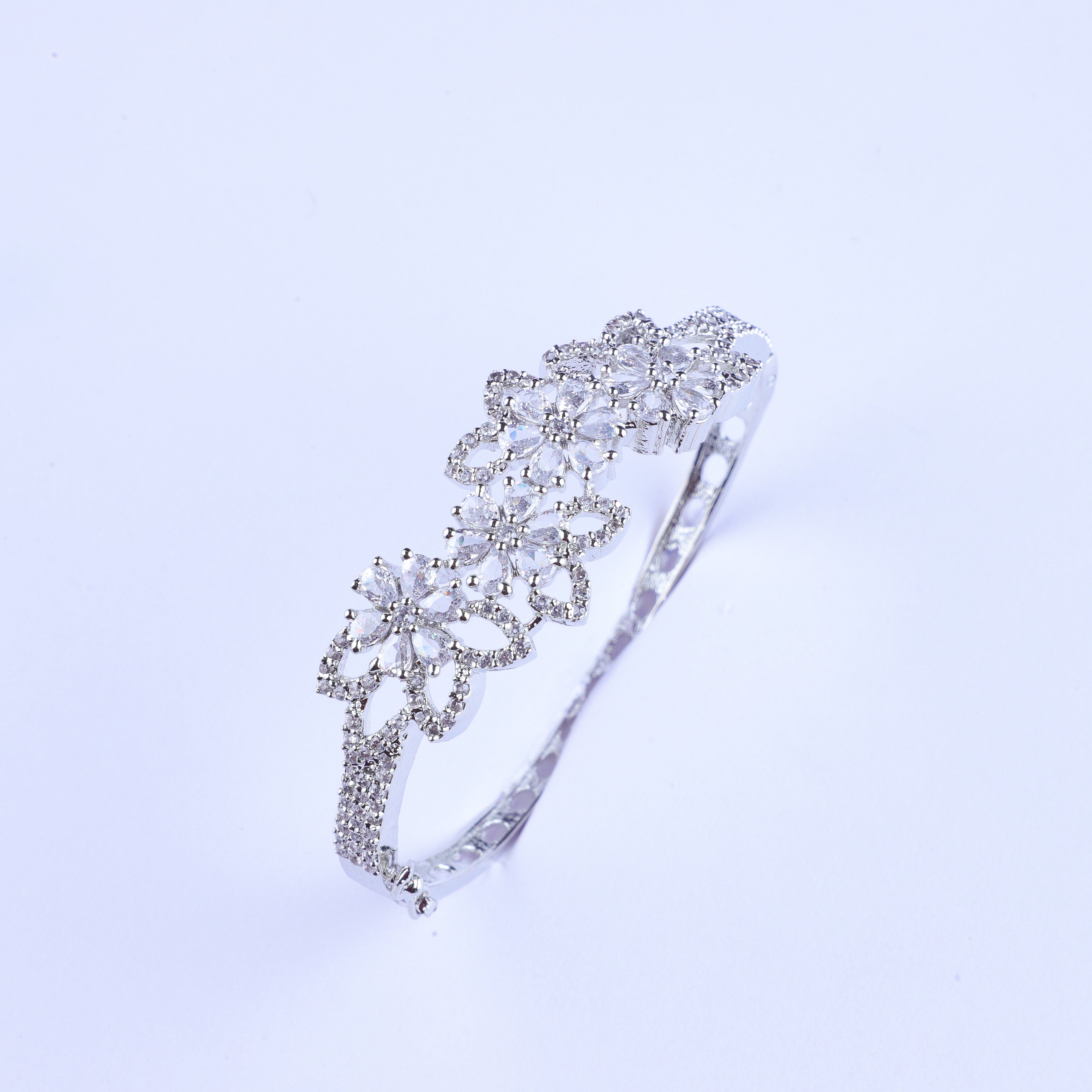 Floral Allure Silver Zirconia Bracelet