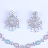 Mint Pink Gilded Gala Silver Zirconia Necklace