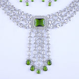 Green Mystique Matrix Silver Zirconia Necklace