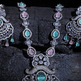 Mint Pink Gilded Gala Silver Zirconia Necklace