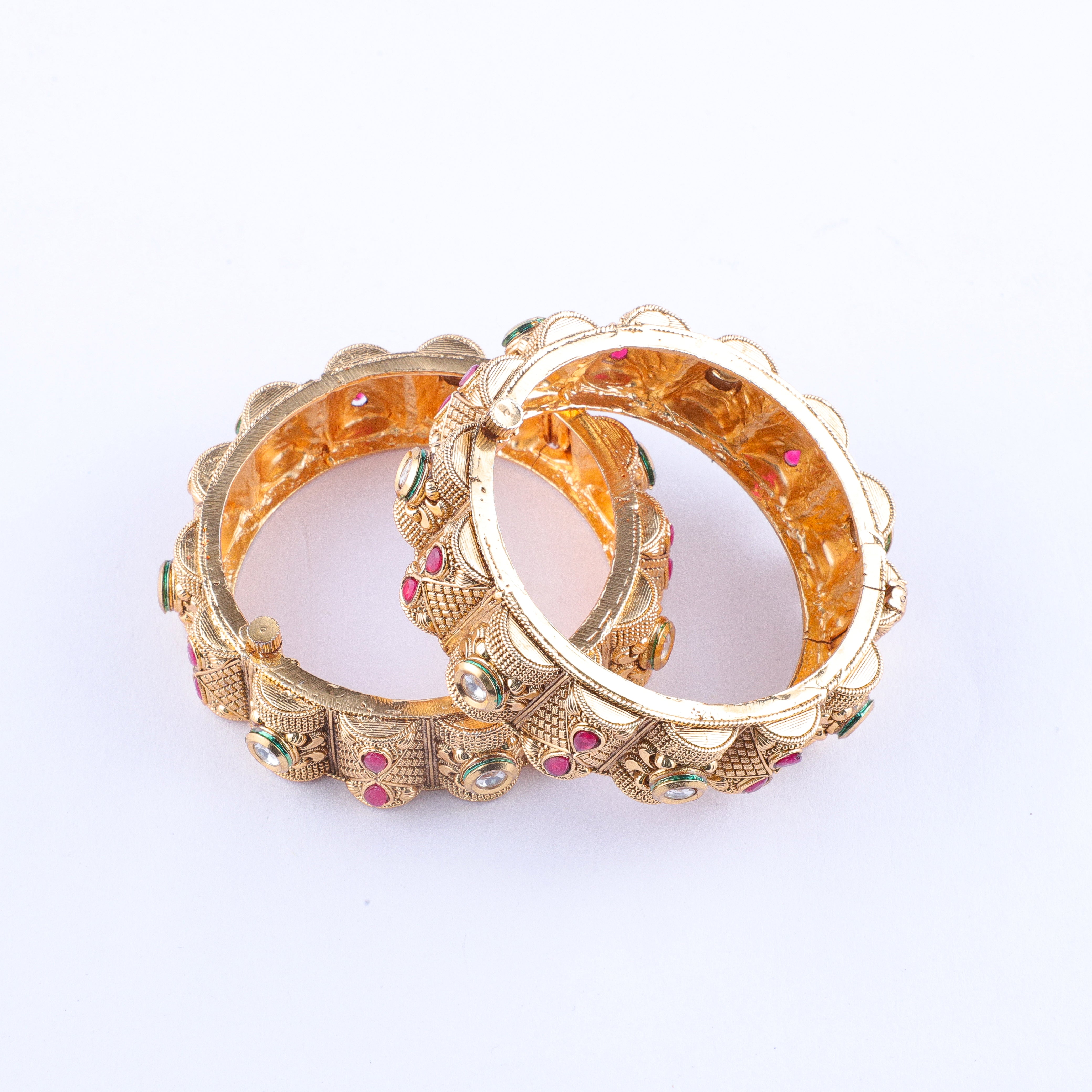 Vintage Bloom Golden Kada (Set of 2)