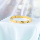 Radiant Sunburst Studded Golden Wrist Bangle