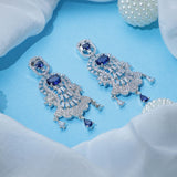 Emerald Blue Whisper Zirconia Earrings