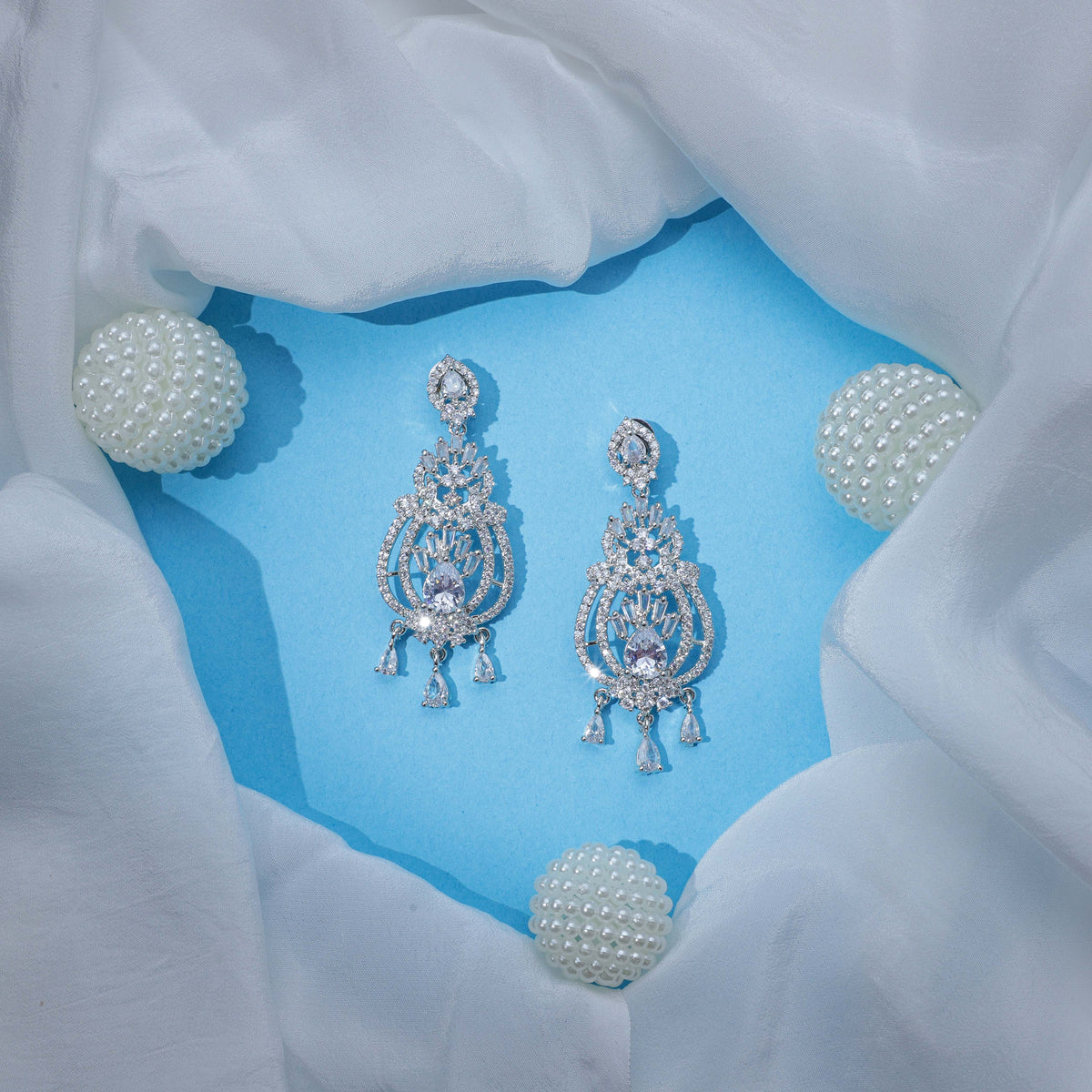 Lustrous Zirconia Silver Whisper Earrings