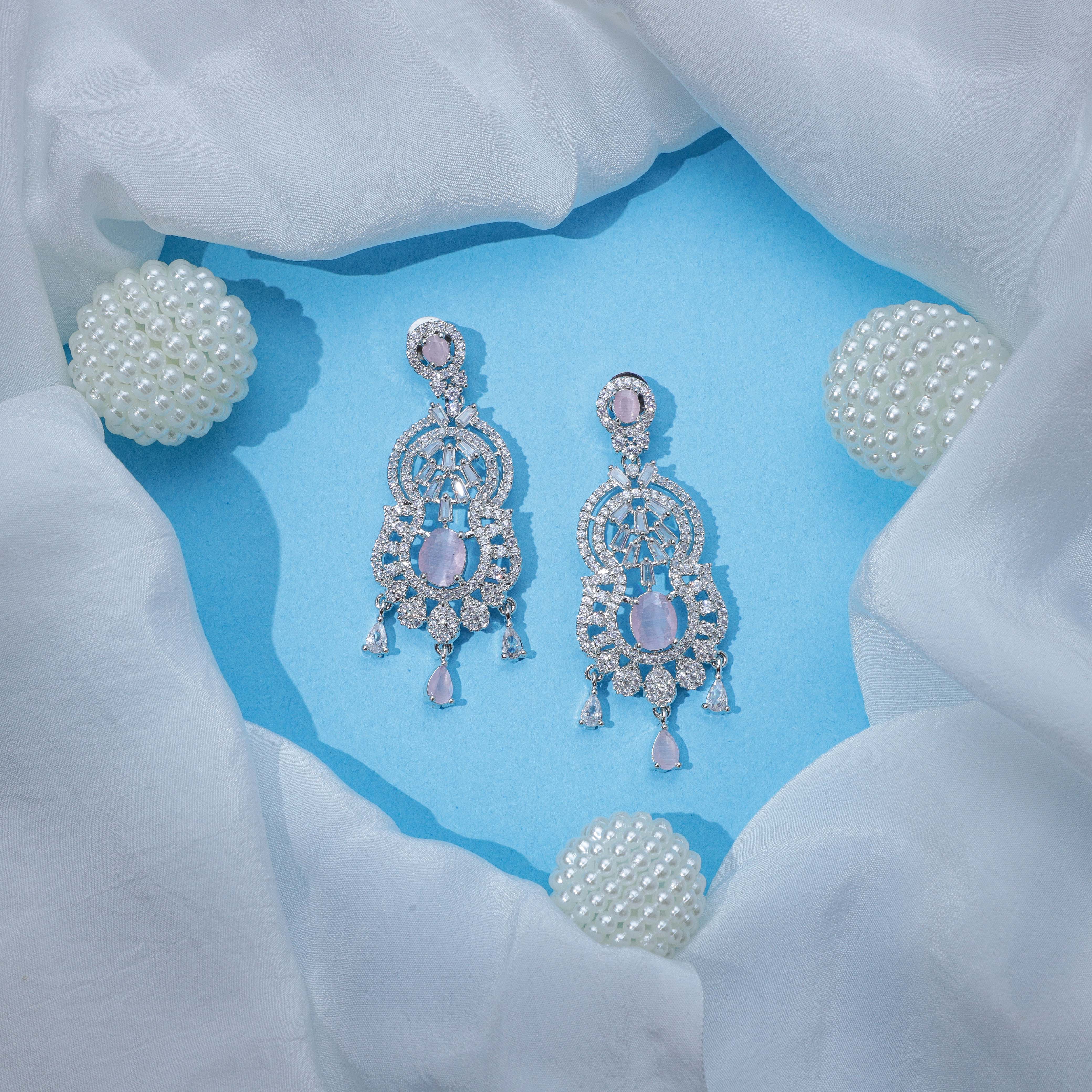 Pink Ice Crystal Earrings