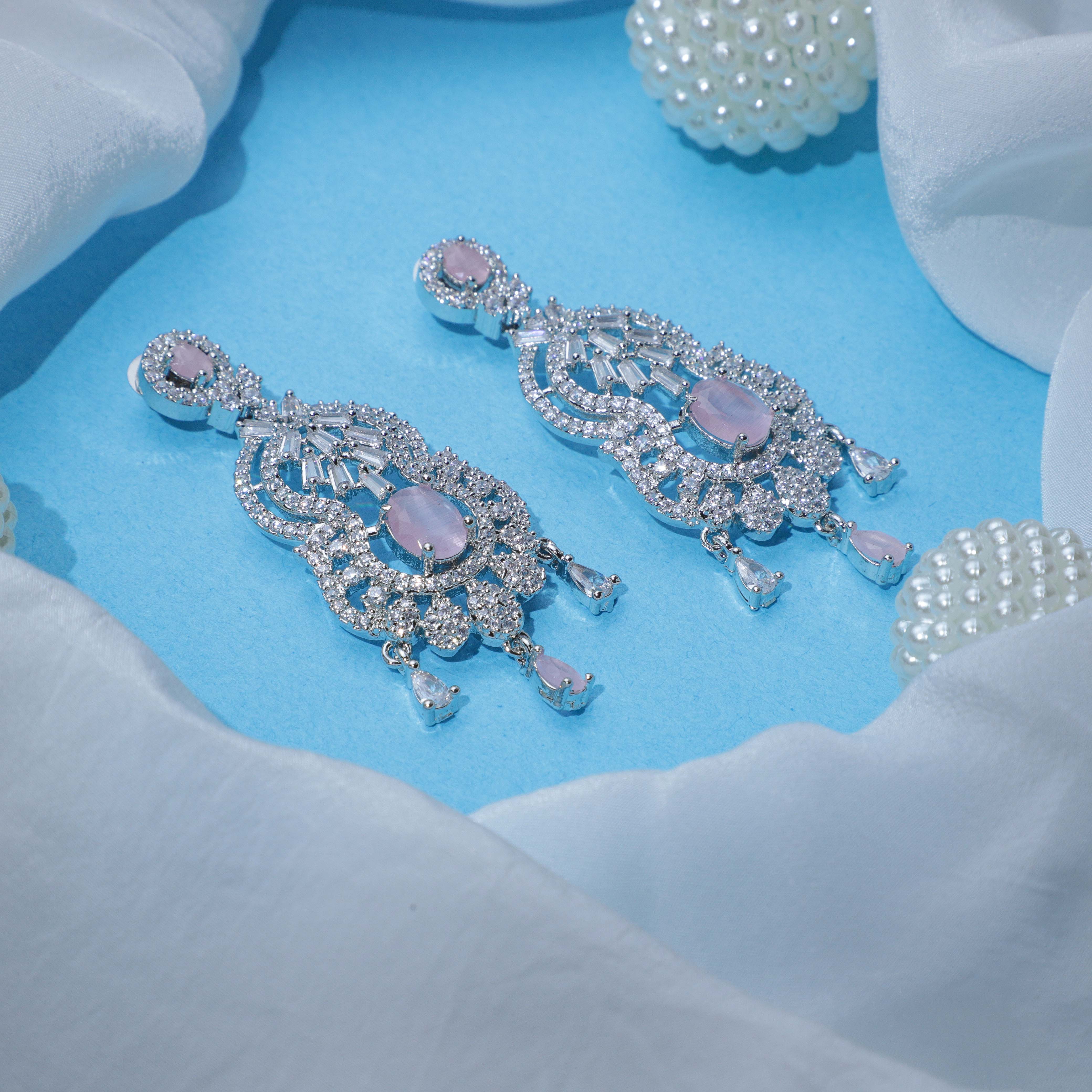 Pink Ice Crystal Earrings