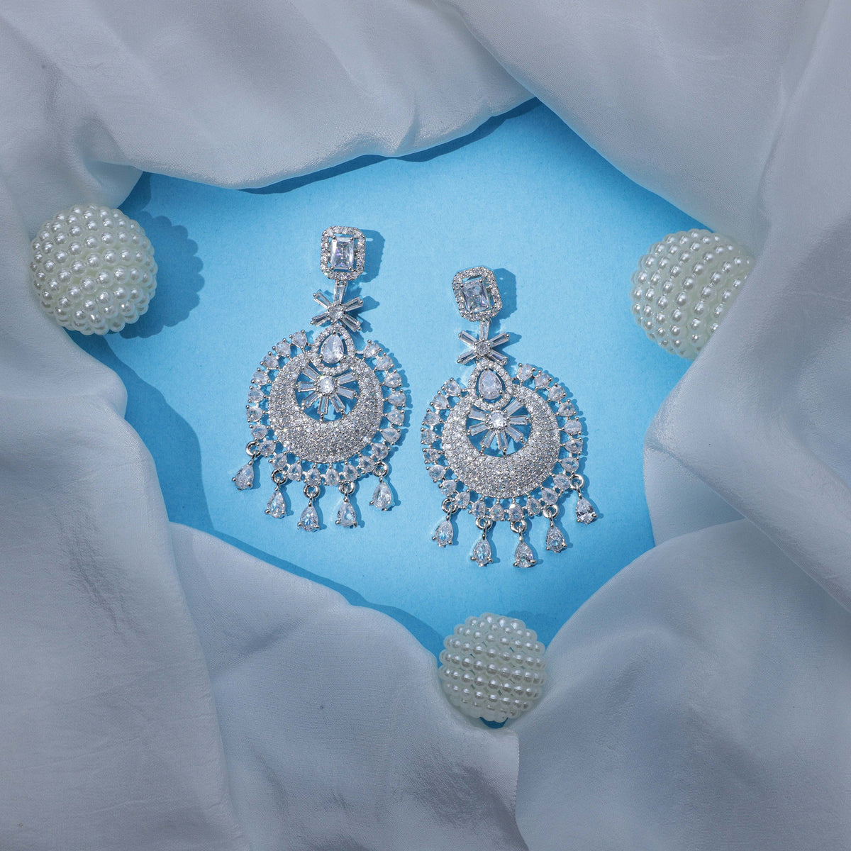 Zirconia Silver Moonlight Sparkling Earrings