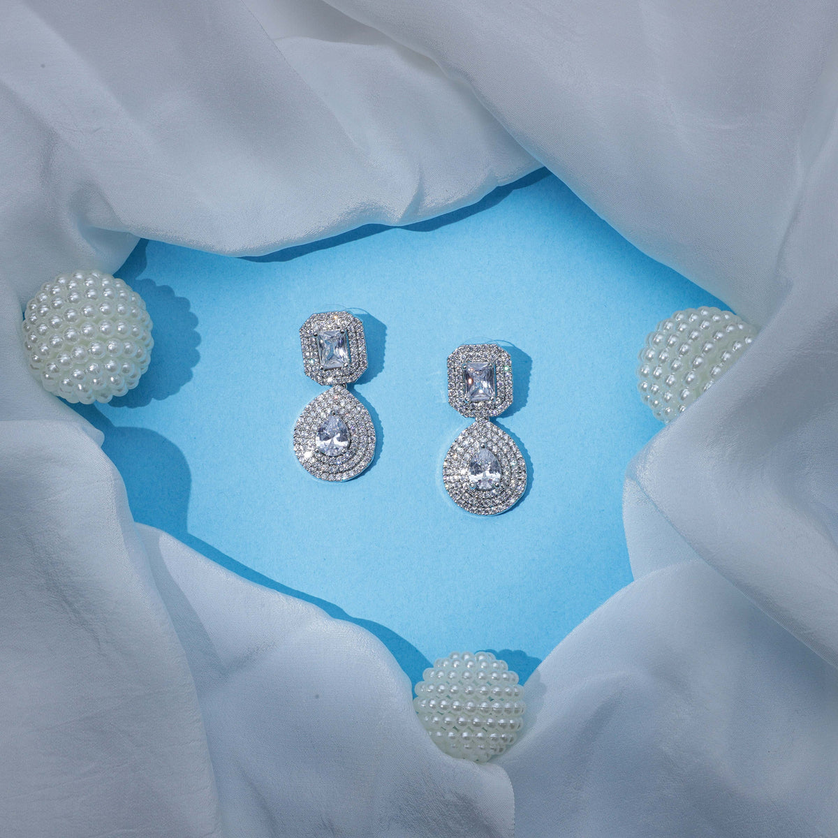 Whimsical Diamond Look Zirconia Earrings