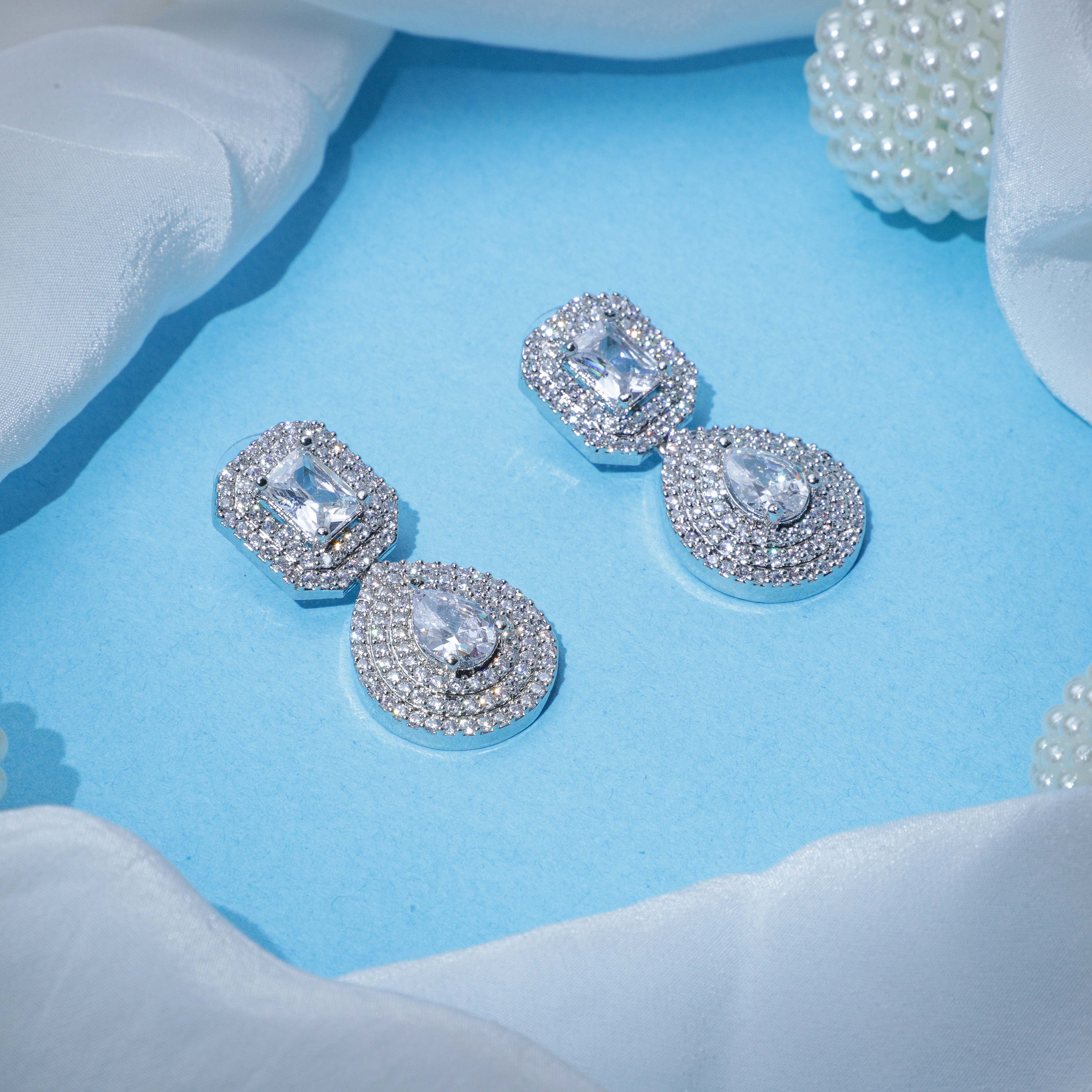 Whimsical Diamond Look Zirconia Earrings