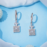 Studded Silver Geometric Dangle Earrings