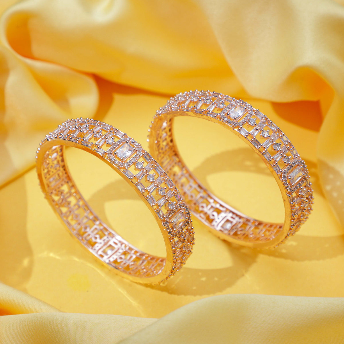 Glamorous Golden Zirconia Kada (Set of 2)