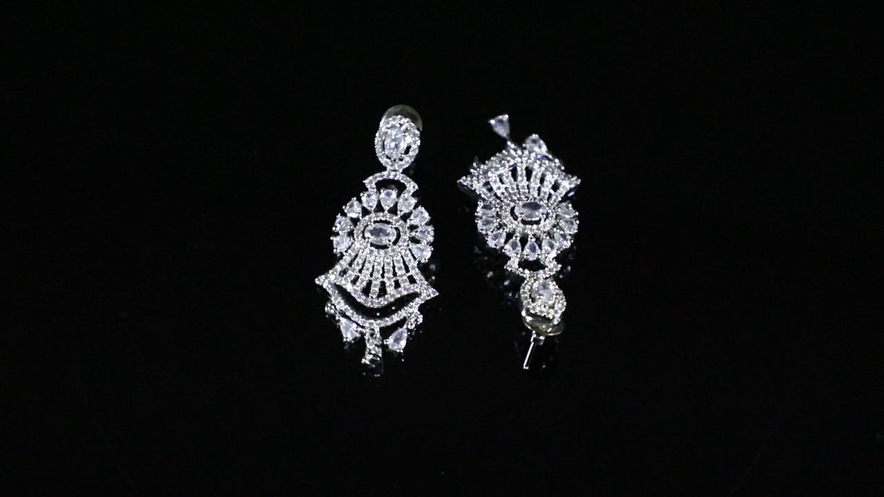 Dendritic Diamonds Silver Zirconia Hangings