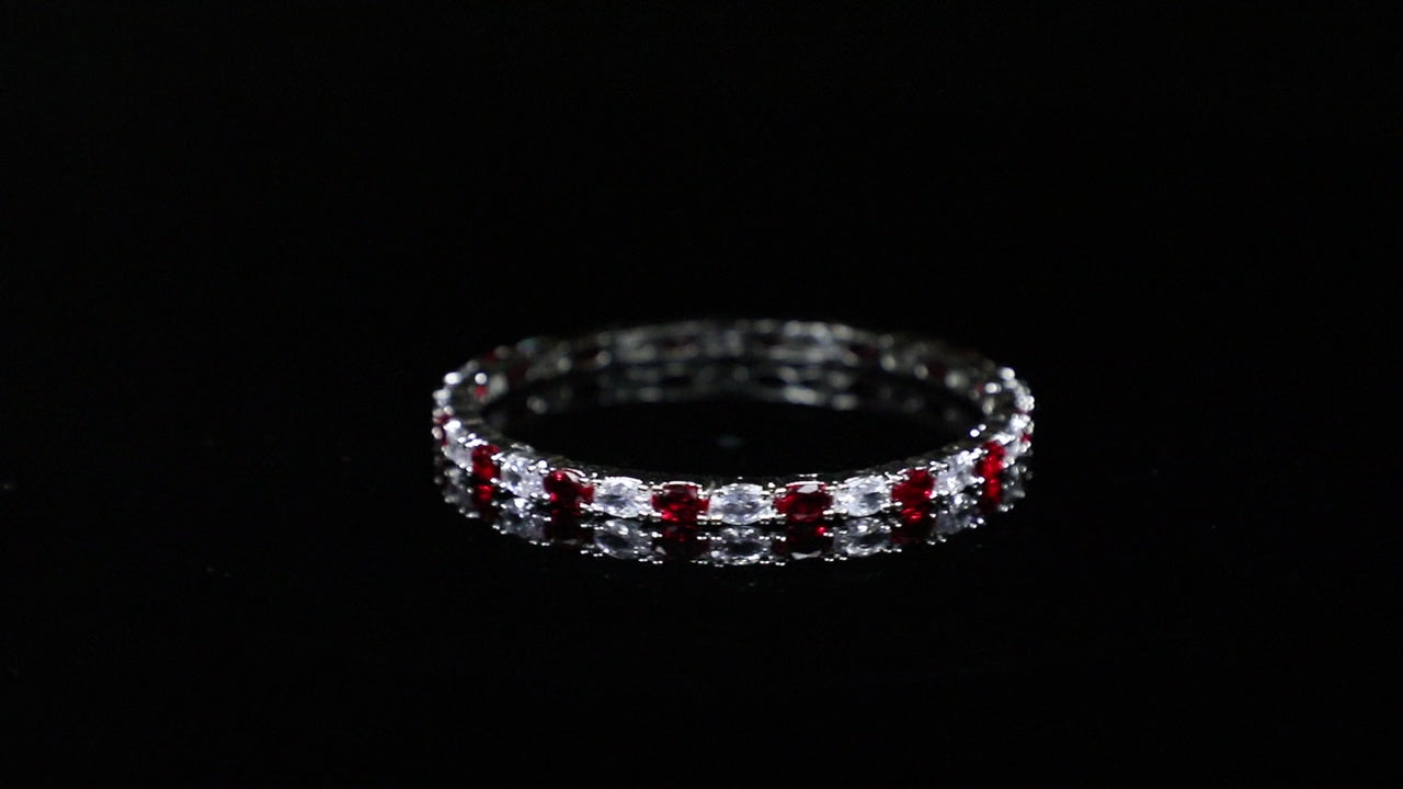 Classic Red & White Zirconia Bangles (Set of 4)