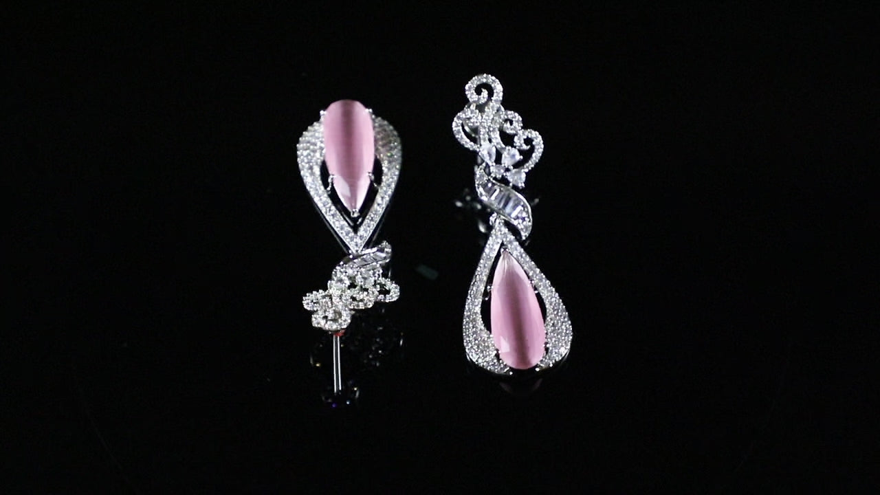 Aurora Pink Silver Zirconia Hangings