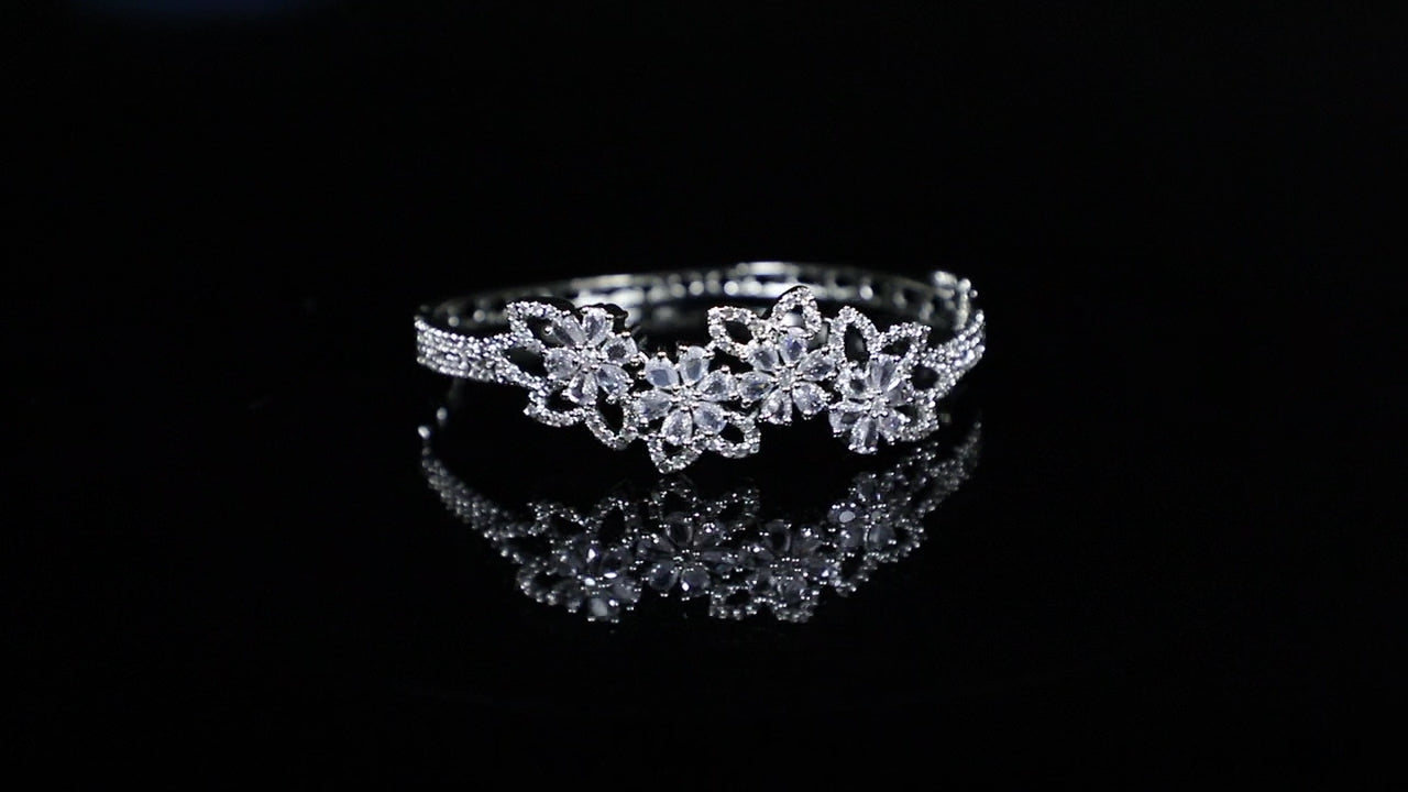 Floral Allure Silver Zirconia Bracelet