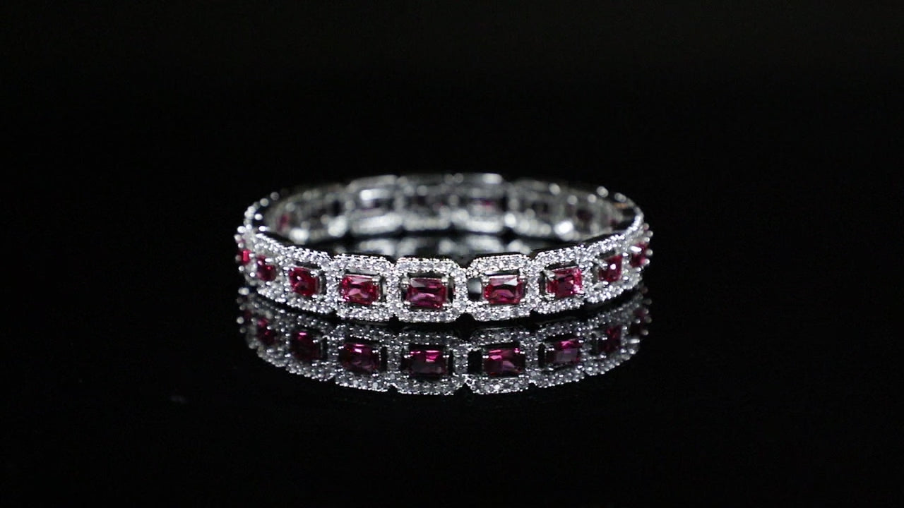 Cubic Ruby Silver Zirconia Bangles (Set of 2)