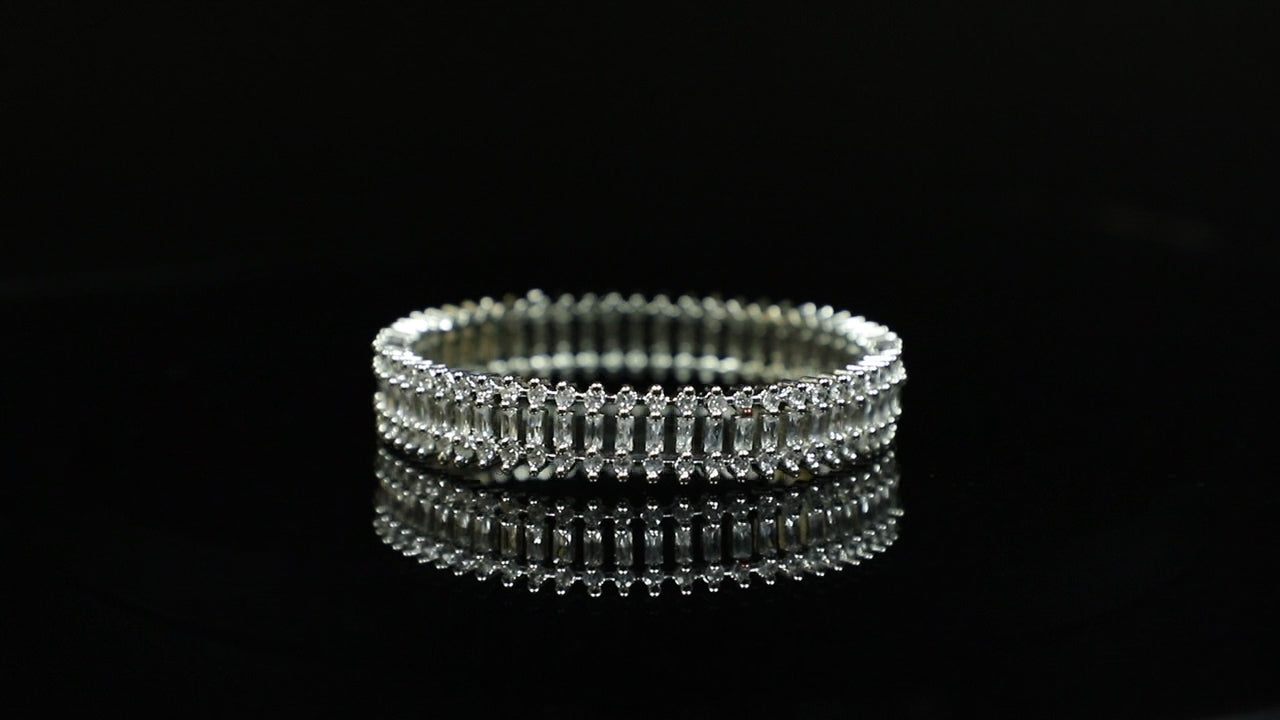 Sparkling Silver Zirconia Bangles (Set of 2)