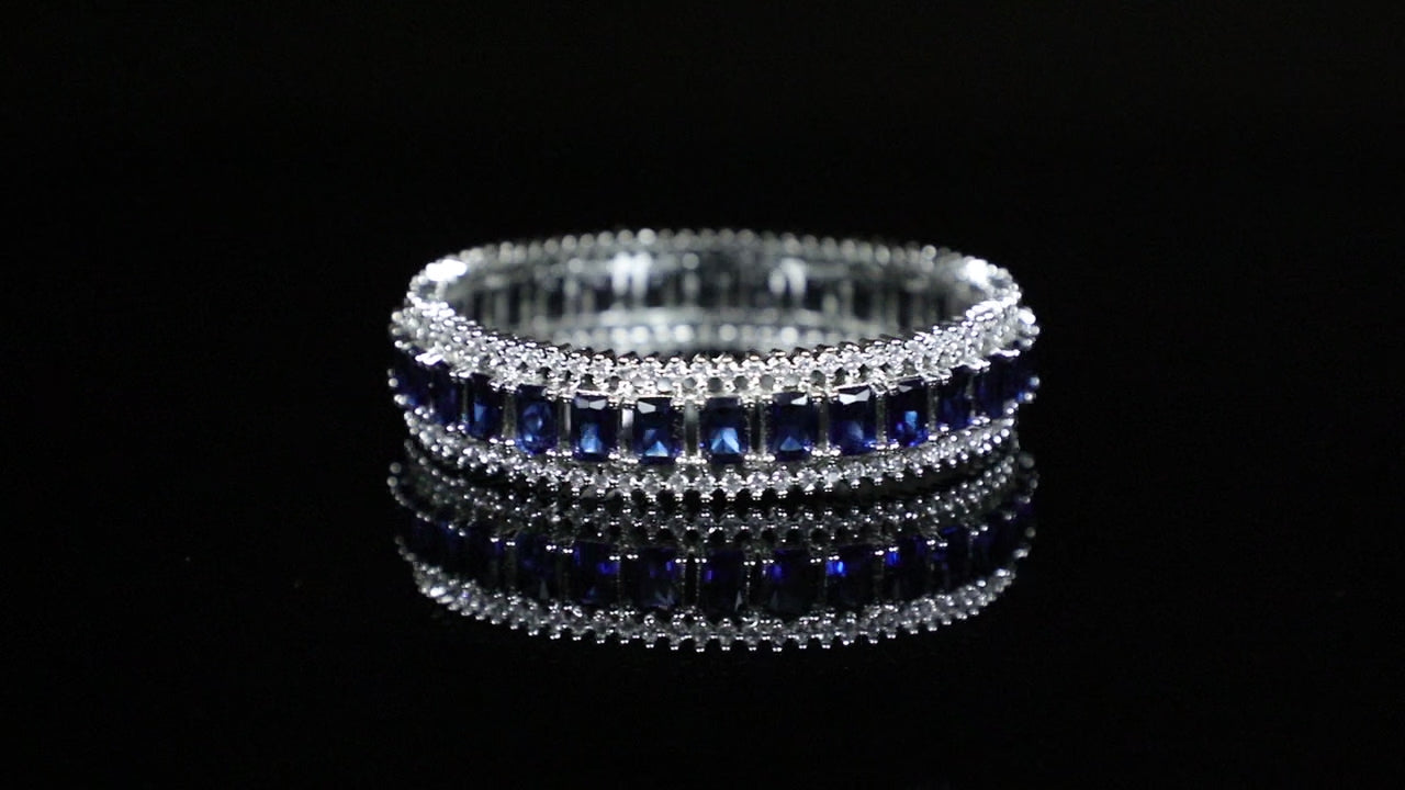 Regal Blue Studded Silver Zirconia Kada (Set of 2)