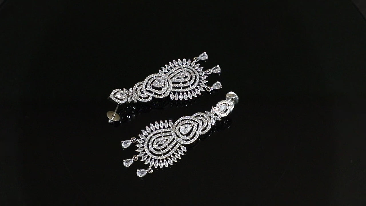 Radiant Rainfall Silver Zirconia Earrings